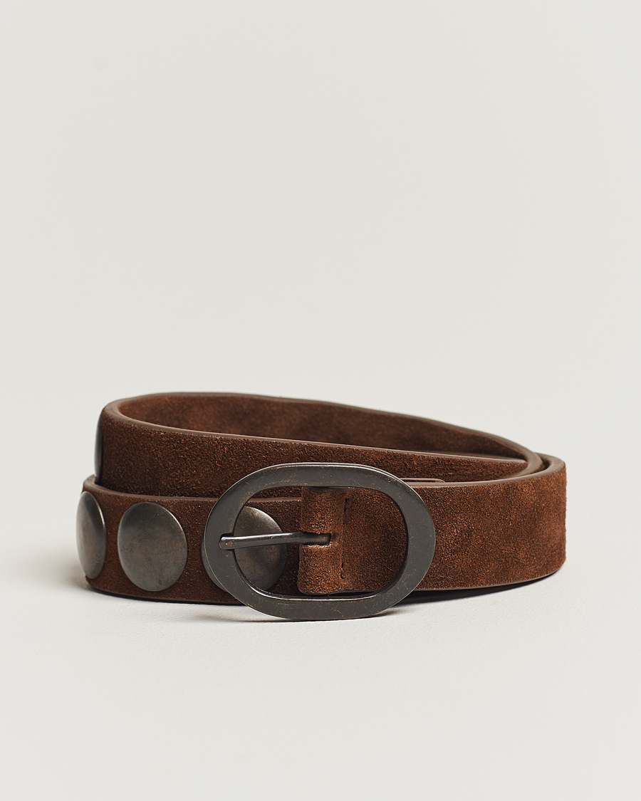 Homme | Massimo Alba Mik Studded Suede Belt Tobacco | Massimo Alba | Mik Studded Suede Belt Tobacco