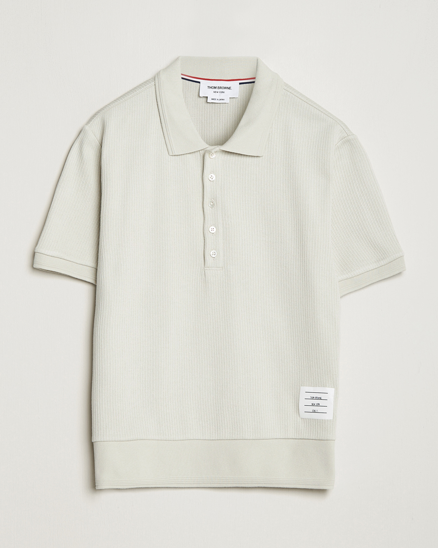 Homme | Polos | Thom Browne | Short Sleeve Knitted Polo Natural White