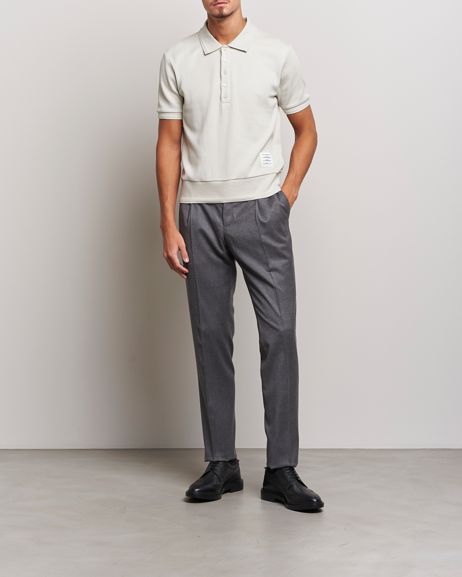 Homme | Polos | Thom Browne | Short Sleeve Knitted Polo Natural White