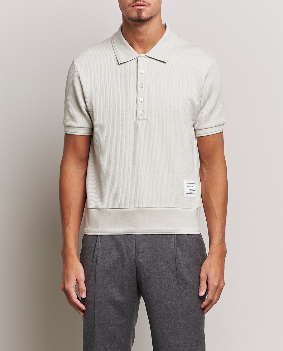 Homme | Polos | Thom Browne | Short Sleeve Knitted Polo Natural White