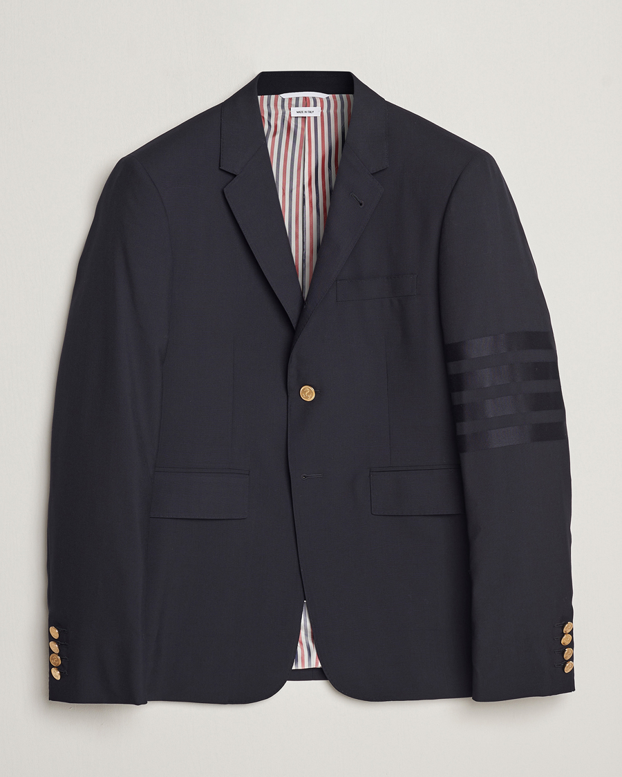 Homme | Blazers | Thom Browne | Tonal 4 Bar Wool Blazer Navy