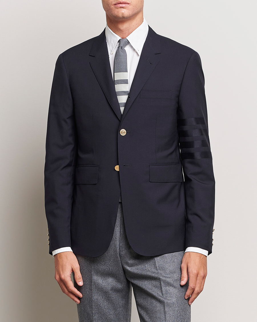 Homme | Blazers | Thom Browne | Tonal 4 Bar Wool Blazer Navy