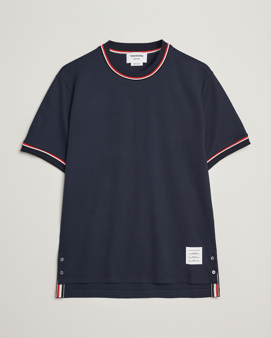 Homme | T-shirts | Thom Browne | RWB Stripe Short Sleeve T-Shirt Navy