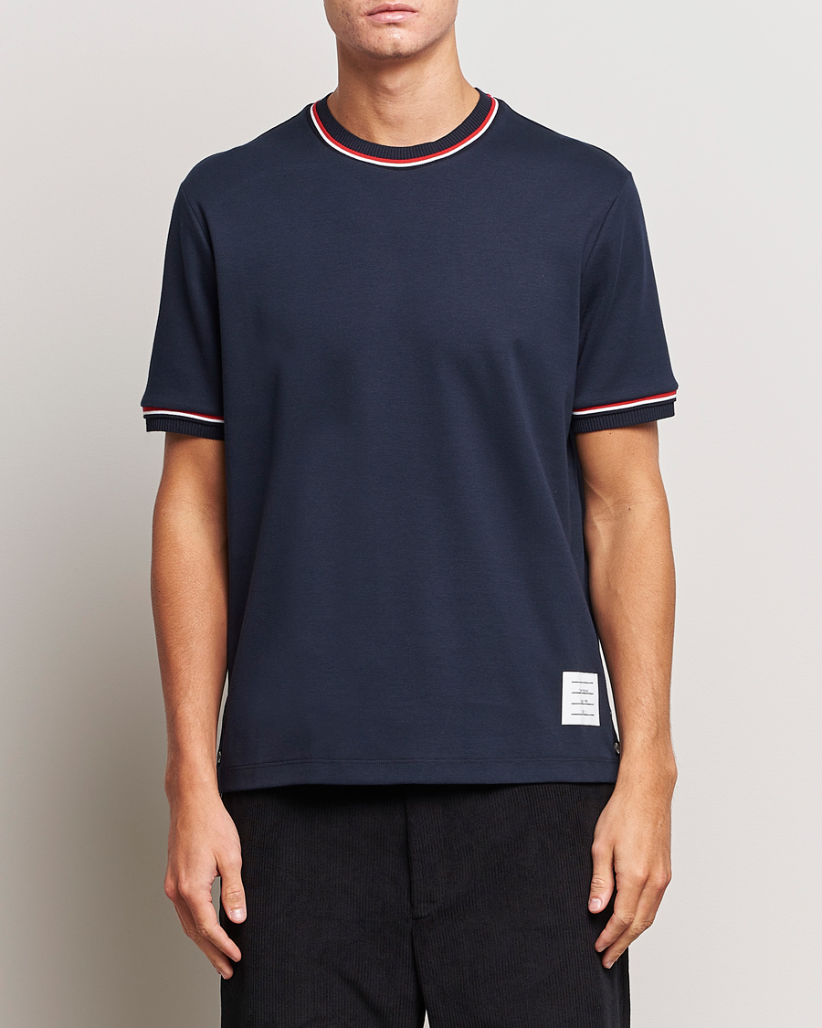 Homme | T-shirts | Thom Browne | RWB Stripe Short Sleeve T-Shirt Navy
