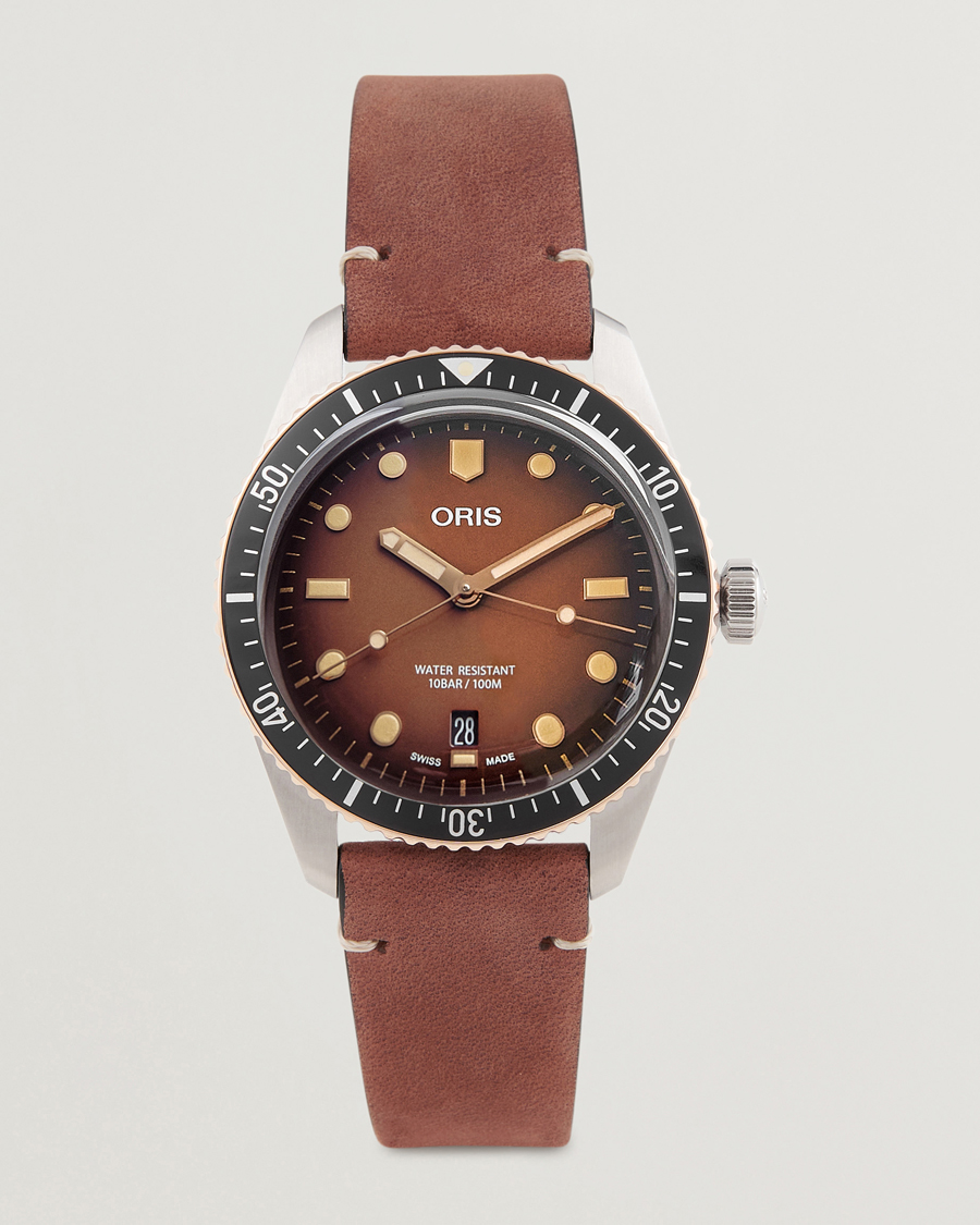 Homme | Oris Divers Sixty-Five 40mm Leather Bracelet Brown | Oris | Divers Sixty-Five 40mm Leather Bracelet Brown
