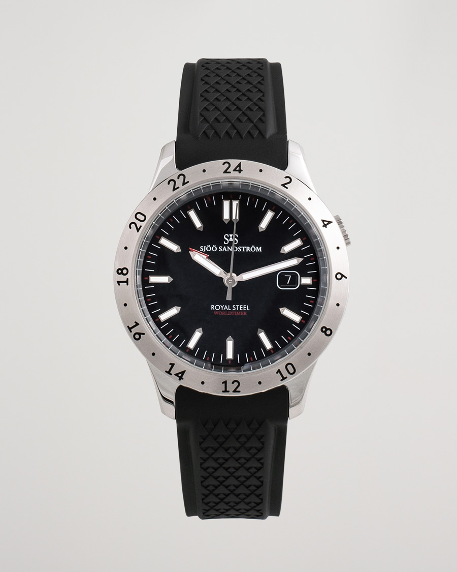 Heren | Sjöö Sandström Pre-Owned Royal Steel Worldtimer 41mm SS-1841-WT | Sjöö Sandström Pre-Owned | Royal Steel Worldtimer 41mm SS-1841-WT