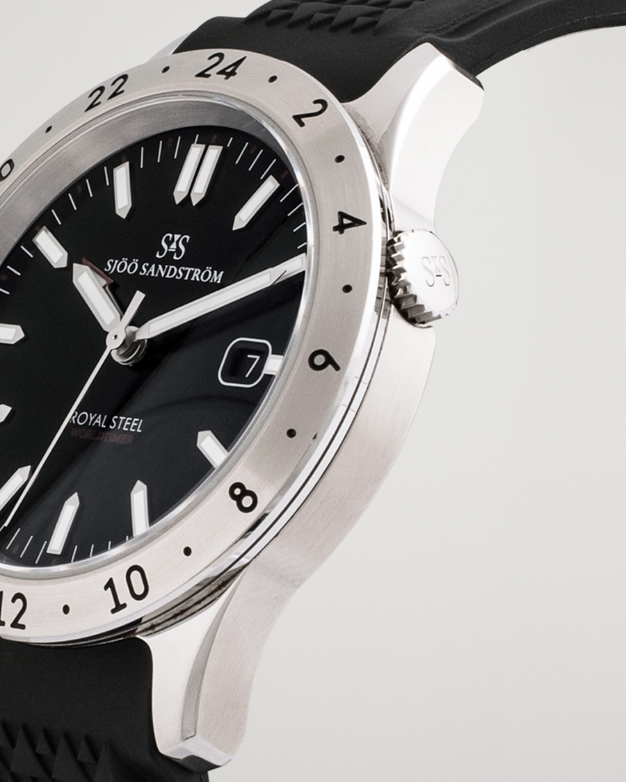 Heren | Sjöö Sandström Pre-Owned Royal Steel Worldtimer 41mm SS-1841-WT | Sjöö Sandström Pre-Owned | Royal Steel Worldtimer 41mm SS-1841-WT