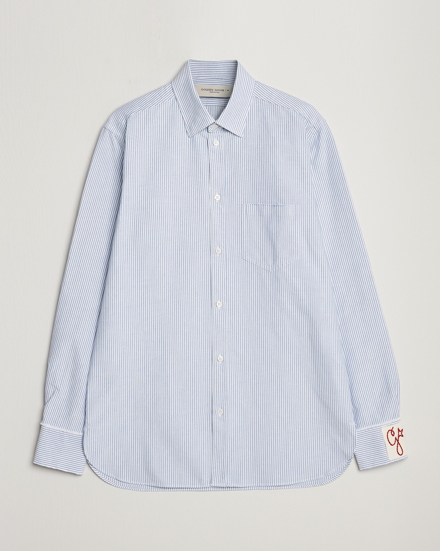 Homme | Chemises | Golden Goose | Deluxe Brand Regular Fit Striped Oxford Shirt Light Blue