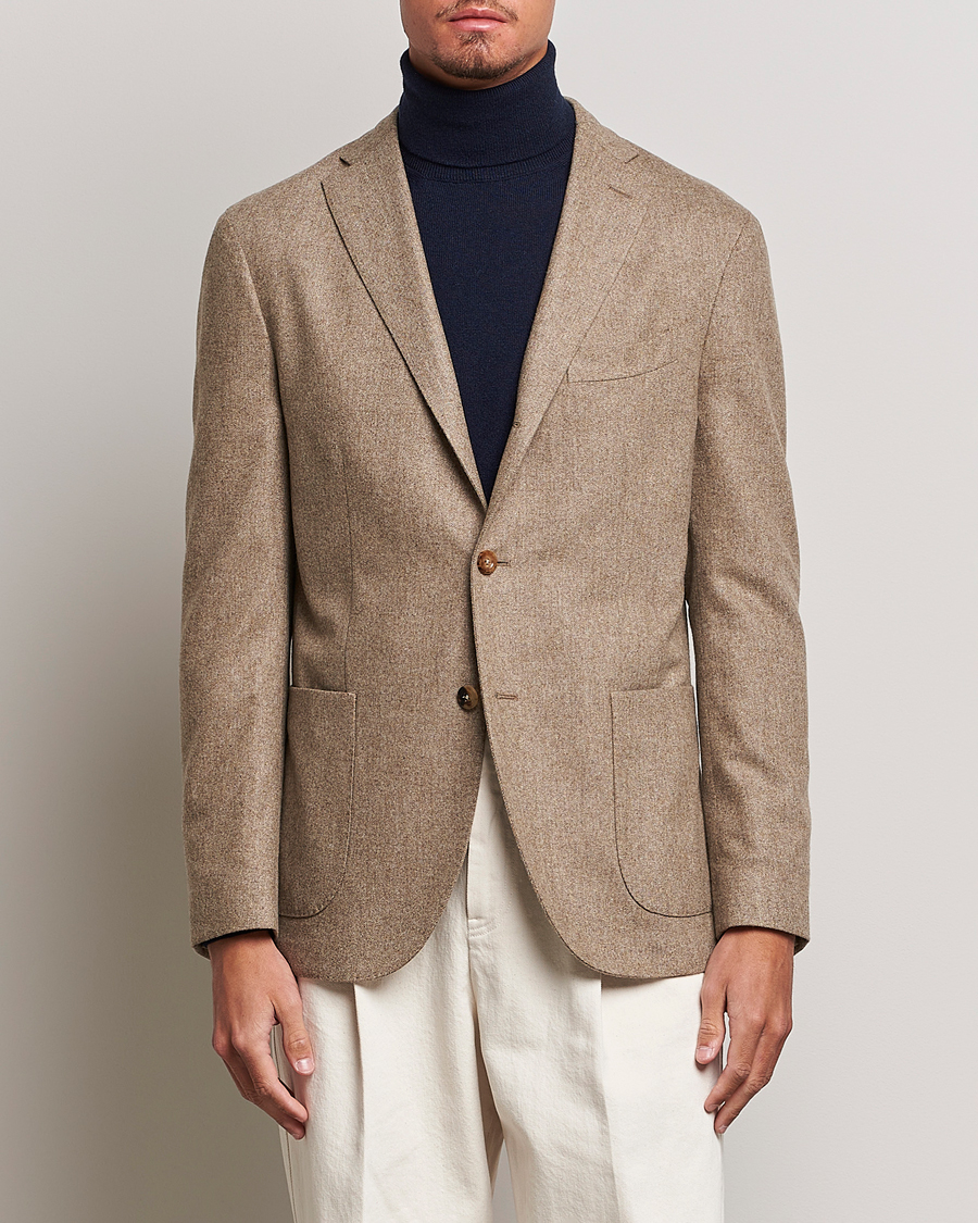Homme | Blazers | Boglioli | K Jacket Washed Flannel Blazer Beige