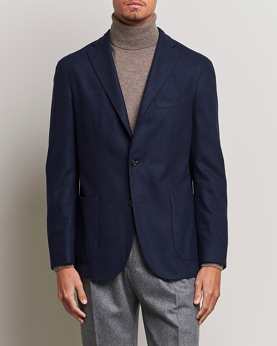 Homme | Blazers | Boglioli | K Jacket Washed Flannel Blazer Navy