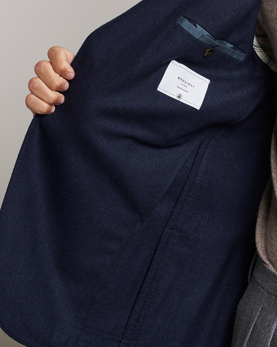 Homme | Blazers | Boglioli | K Jacket Washed Flannel Blazer Navy