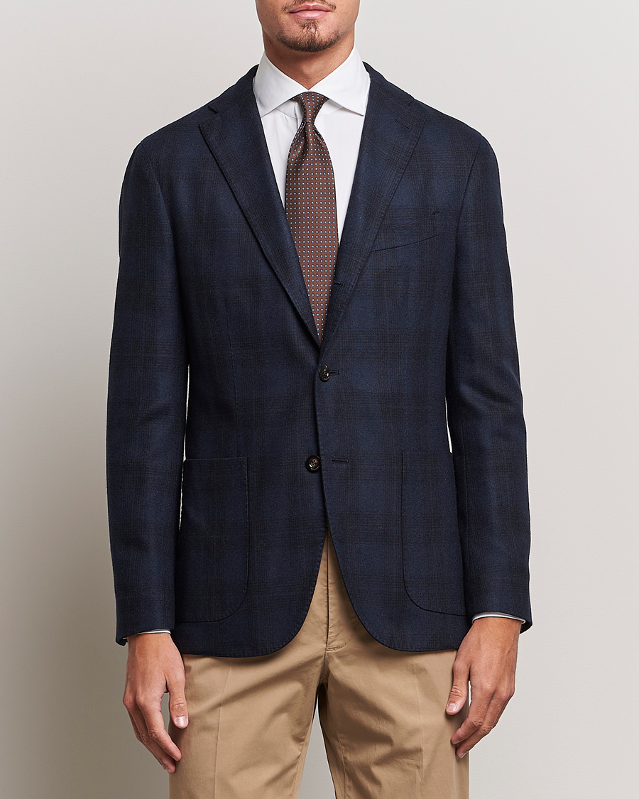 Homme | Blazers | Boglioli | K Jacket Wool Herringbone Blazer Navy