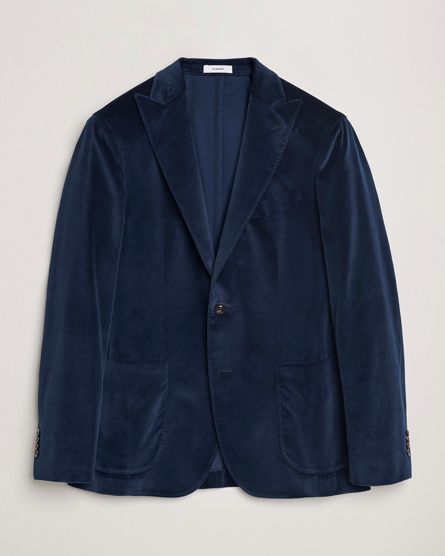 Homme | Blazers | Boglioli | K Jacket Peak Lapel Velvet Blazer Navy
