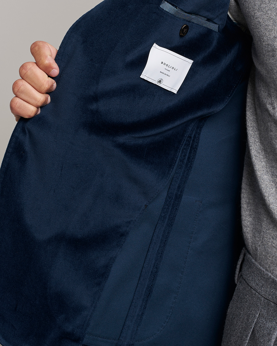 Homme | Blazers | Boglioli | K Jacket Peak Lapel Velvet Blazer Navy