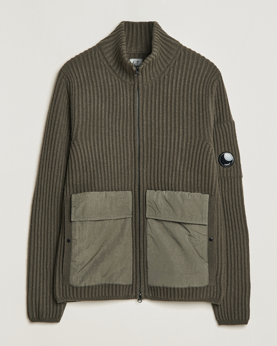Homme | Pulls Et Tricots | C.P. Company | Heavy Knitted Lambswool Full Zip Olive