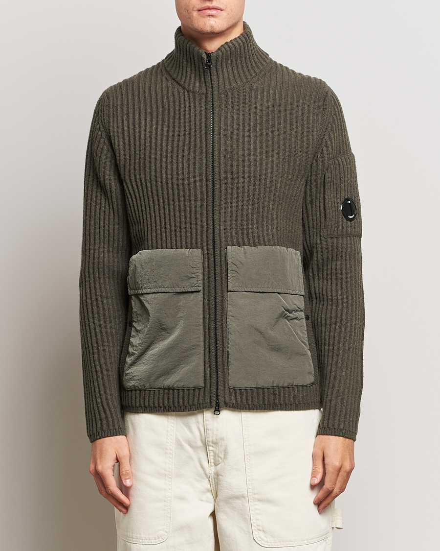 Homme | Pulls Et Tricots | C.P. Company | Heavy Knitted Lambswool Full Zip Olive