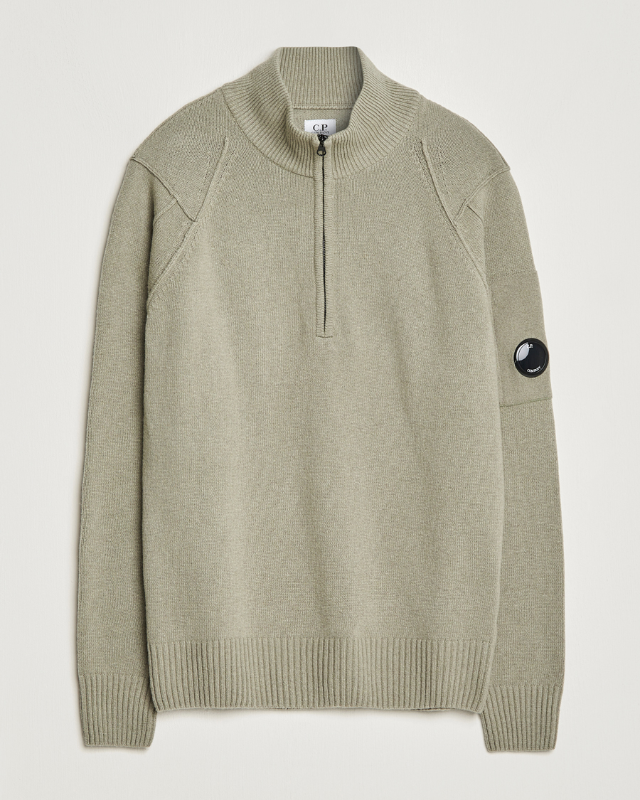 Heren | Truien | C.P. Company | Lambswool Lens Half Zip Silver Sage