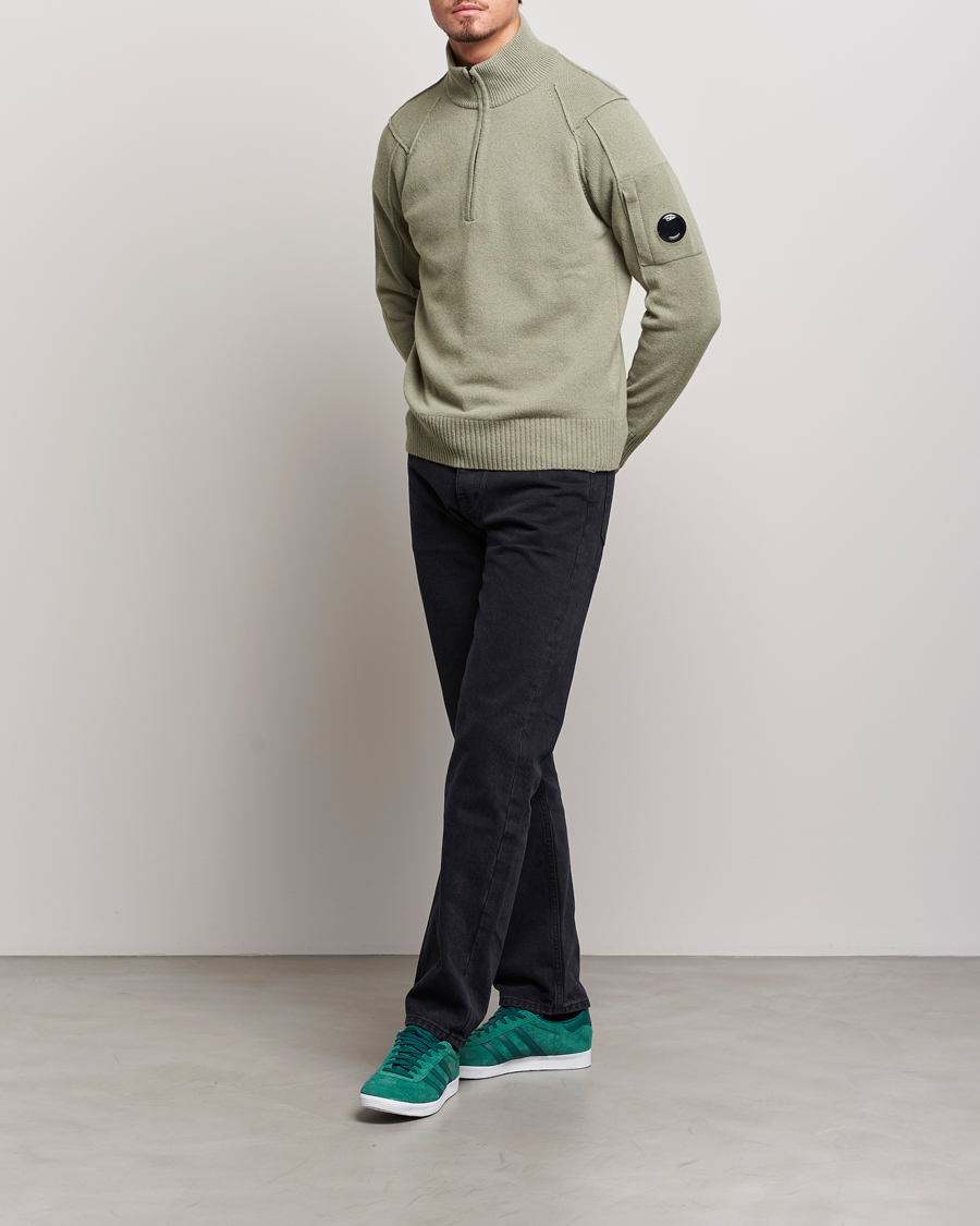 Heren | Truien | C.P. Company | Lambswool Lens Half Zip Silver Sage