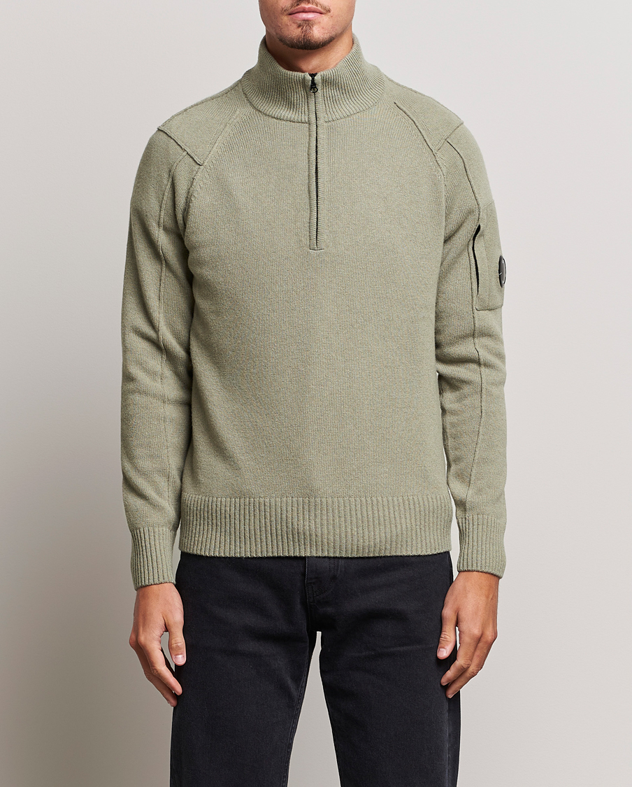 Heren | Truien | C.P. Company | Lambswool Lens Half Zip Silver Sage