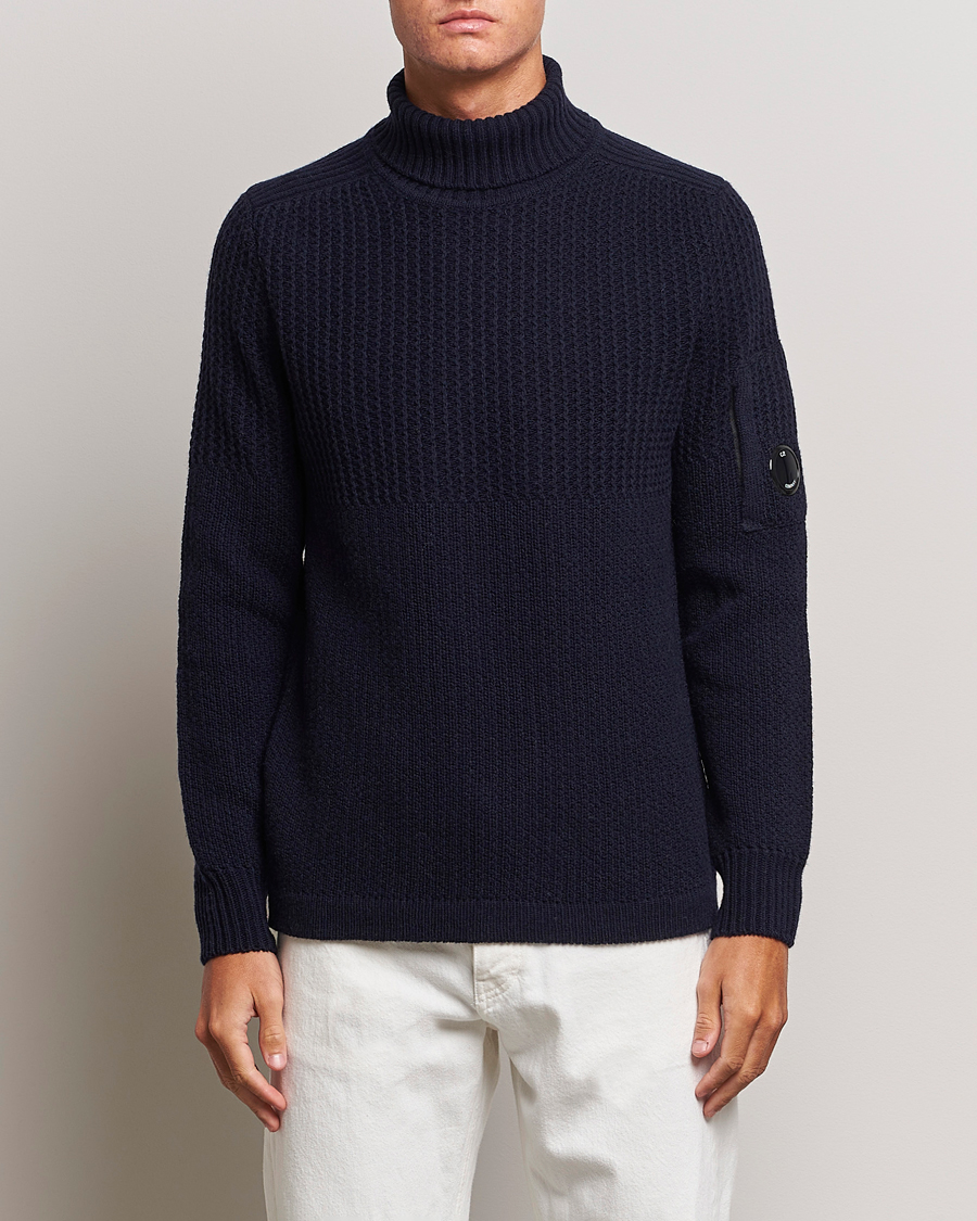 Homme | Pulls Et Tricots | C.P. Company | Heavy Knitted Lambswool Rollneck Total Eclipse