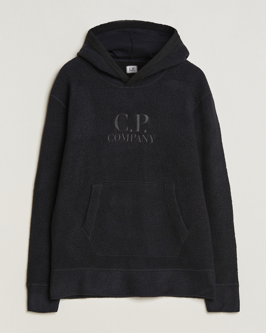 Homme | Pulls Et Tricots | C.P. Company | Wool Polar Fleece Logo Hood Black