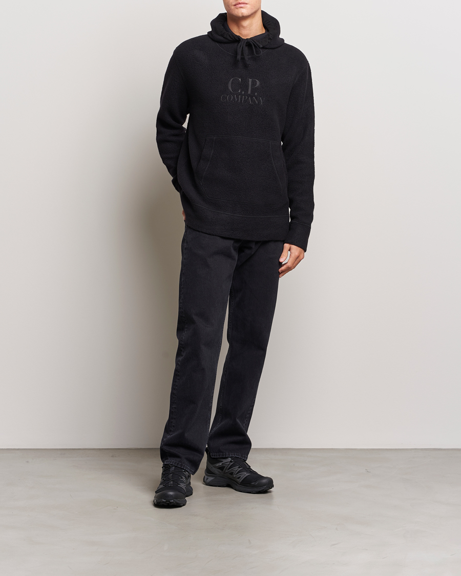 Homme | Pulls Et Tricots | C.P. Company | Wool Polar Fleece Logo Hood Black