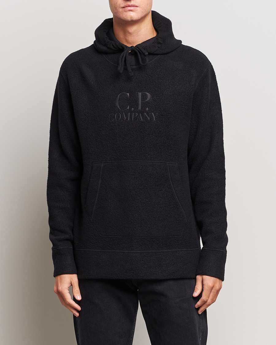 Homme | Pulls Et Tricots | C.P. Company | Wool Polar Fleece Logo Hood Black