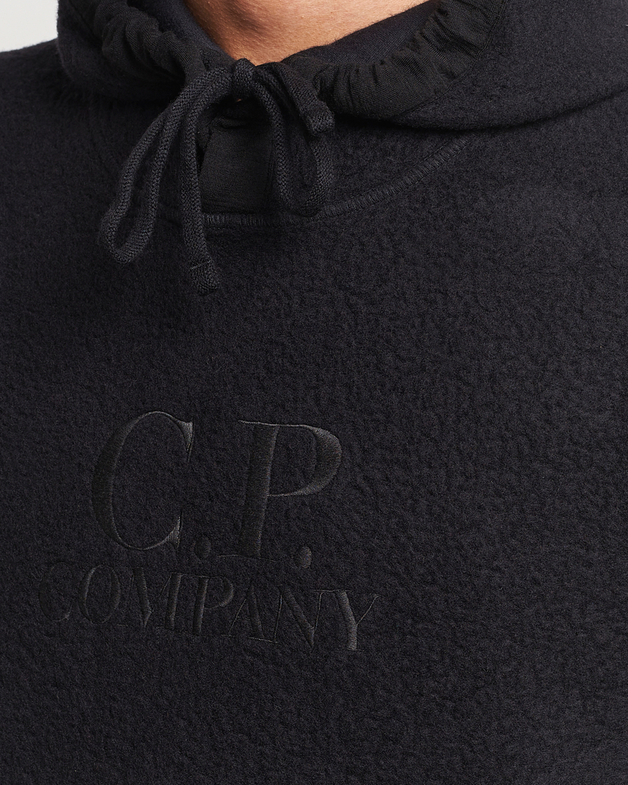 Homme | Pulls Et Tricots | C.P. Company | Wool Polar Fleece Logo Hood Black