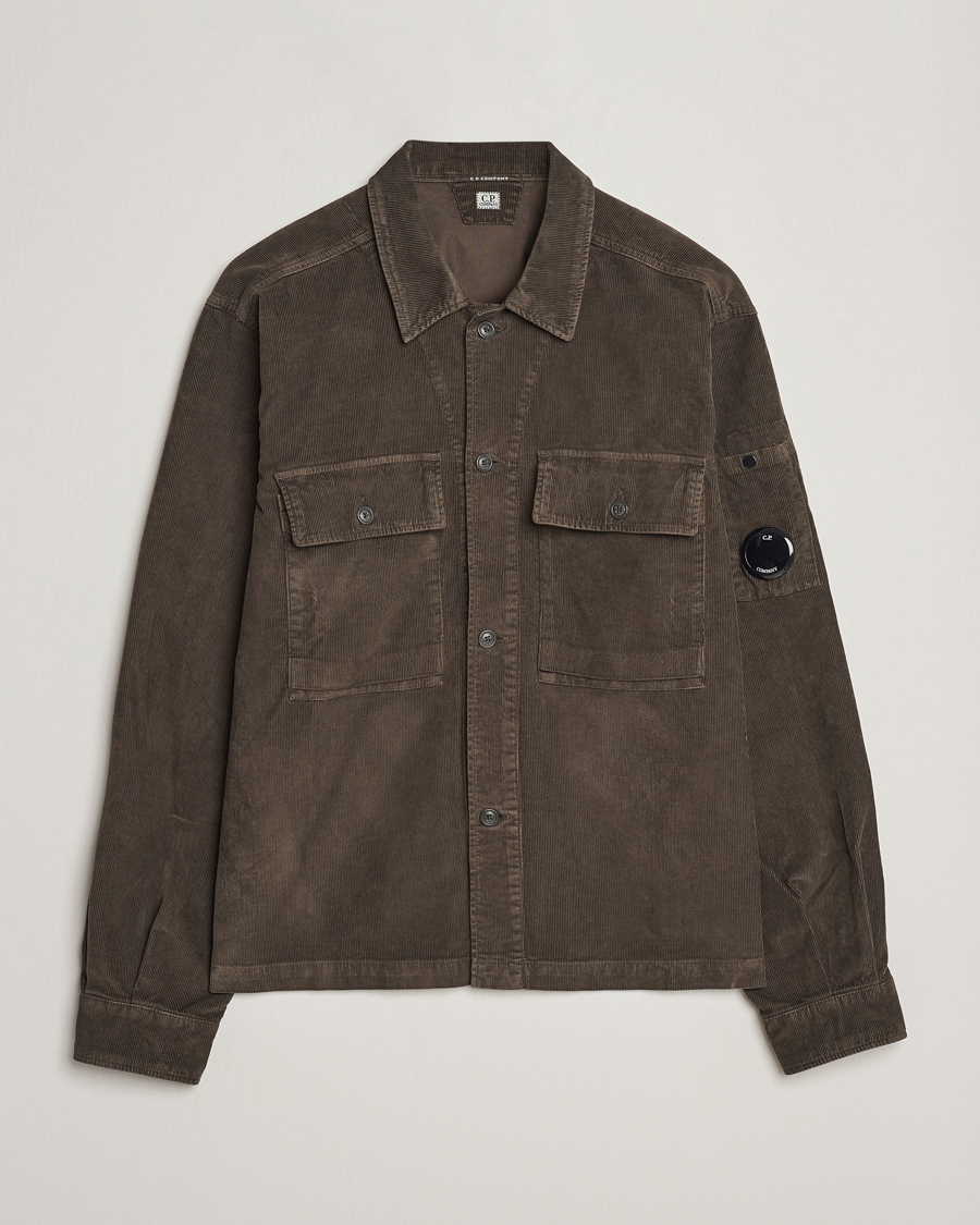 Homme | Chemises | C.P. Company | Corduroy Double Pocket Overshirt Olive