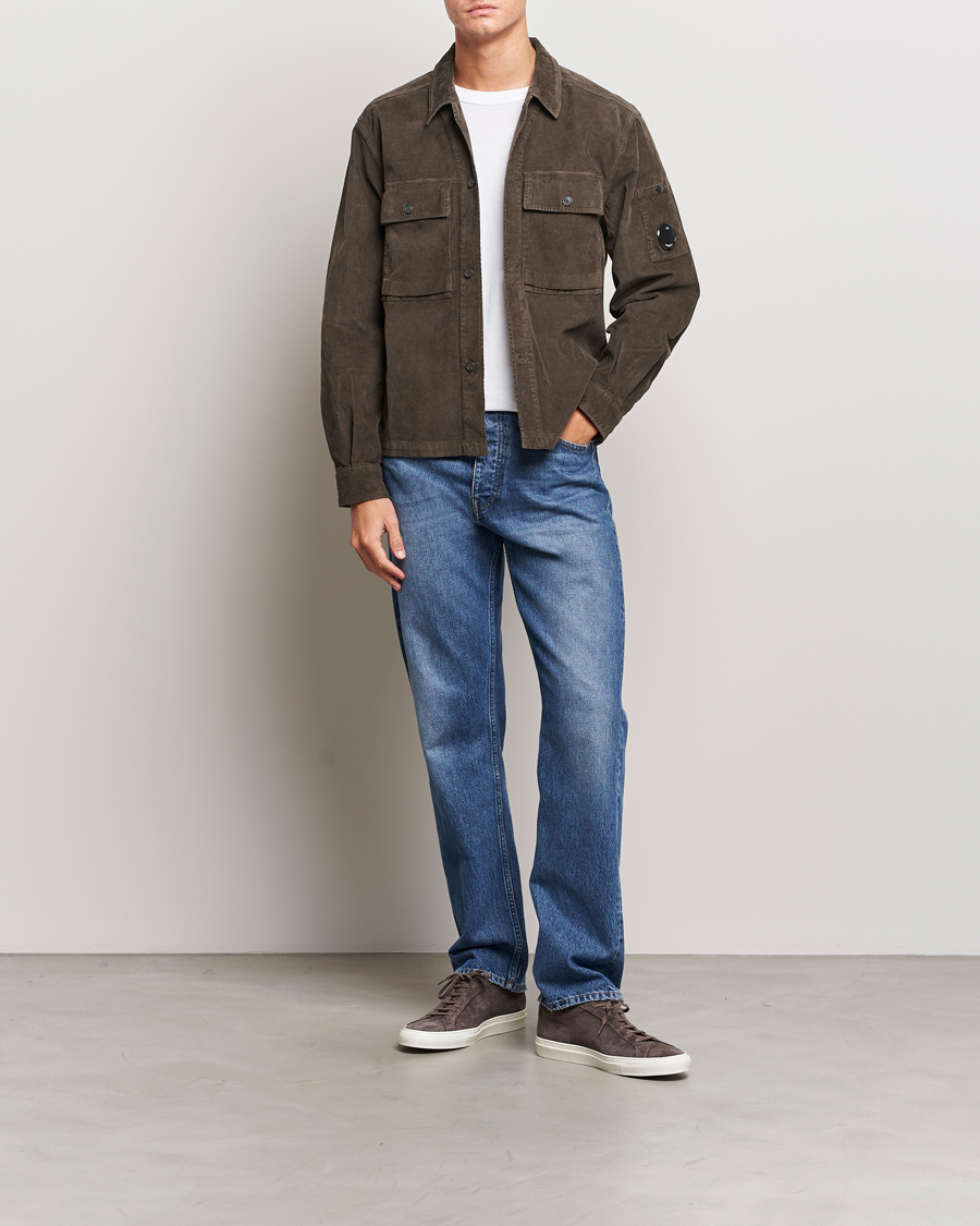 Homme | Chemises | C.P. Company | Corduroy Double Pocket Overshirt Olive