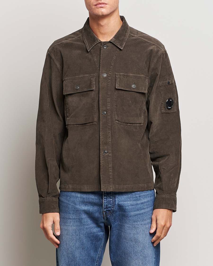 Homme | Chemises | C.P. Company | Corduroy Double Pocket Overshirt Olive
