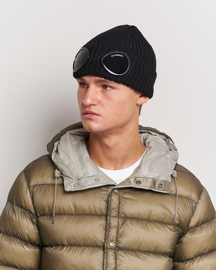 Homme | C.P. Company Knitted Merino Goggle Beanie Black | C.P. Company | Knitted Merino Goggle Beanie Black