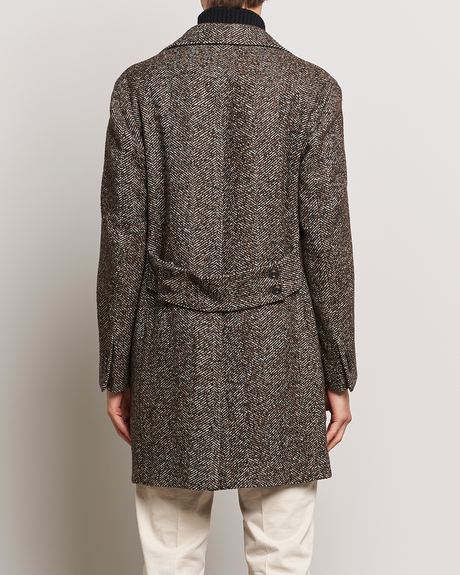 Homme | Manteaux Et Vestes | L.B.M. 1911 | Double Breasted Herringbone Wool Coat Brown