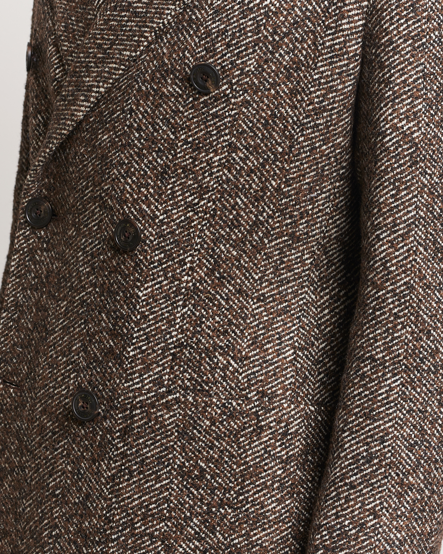 Homme | Manteaux Et Vestes | L.B.M. 1911 | Double Breasted Herringbone Wool Coat Brown