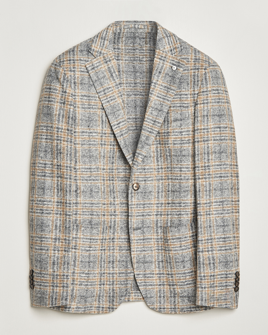 Heren | Blazers | L.B.M. 1911 | Jack Checked Cotton/Wool Jersey Blazer Grey