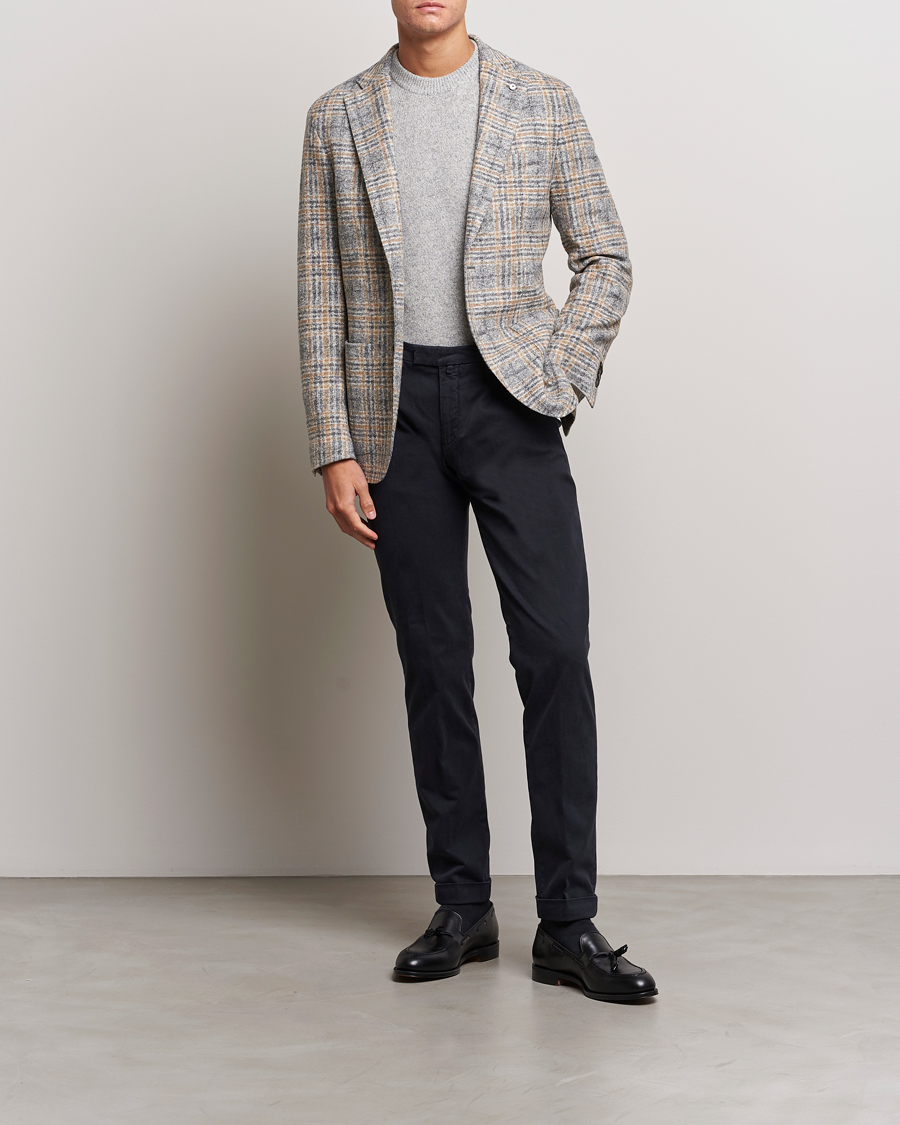 Heren | Blazers | L.B.M. 1911 | Jack Checked Cotton/Wool Jersey Blazer Grey