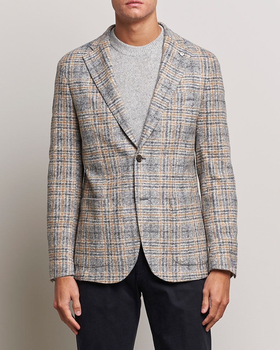 Heren | Blazers | L.B.M. 1911 | Jack Checked Cotton/Wool Jersey Blazer Grey
