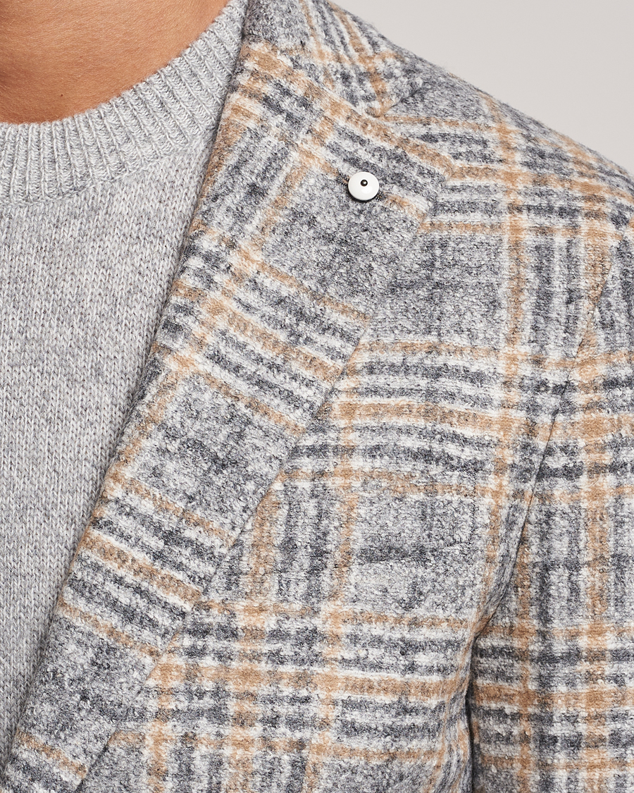 Heren | Blazers | L.B.M. 1911 | Jack Checked Cotton/Wool Jersey Blazer Grey
