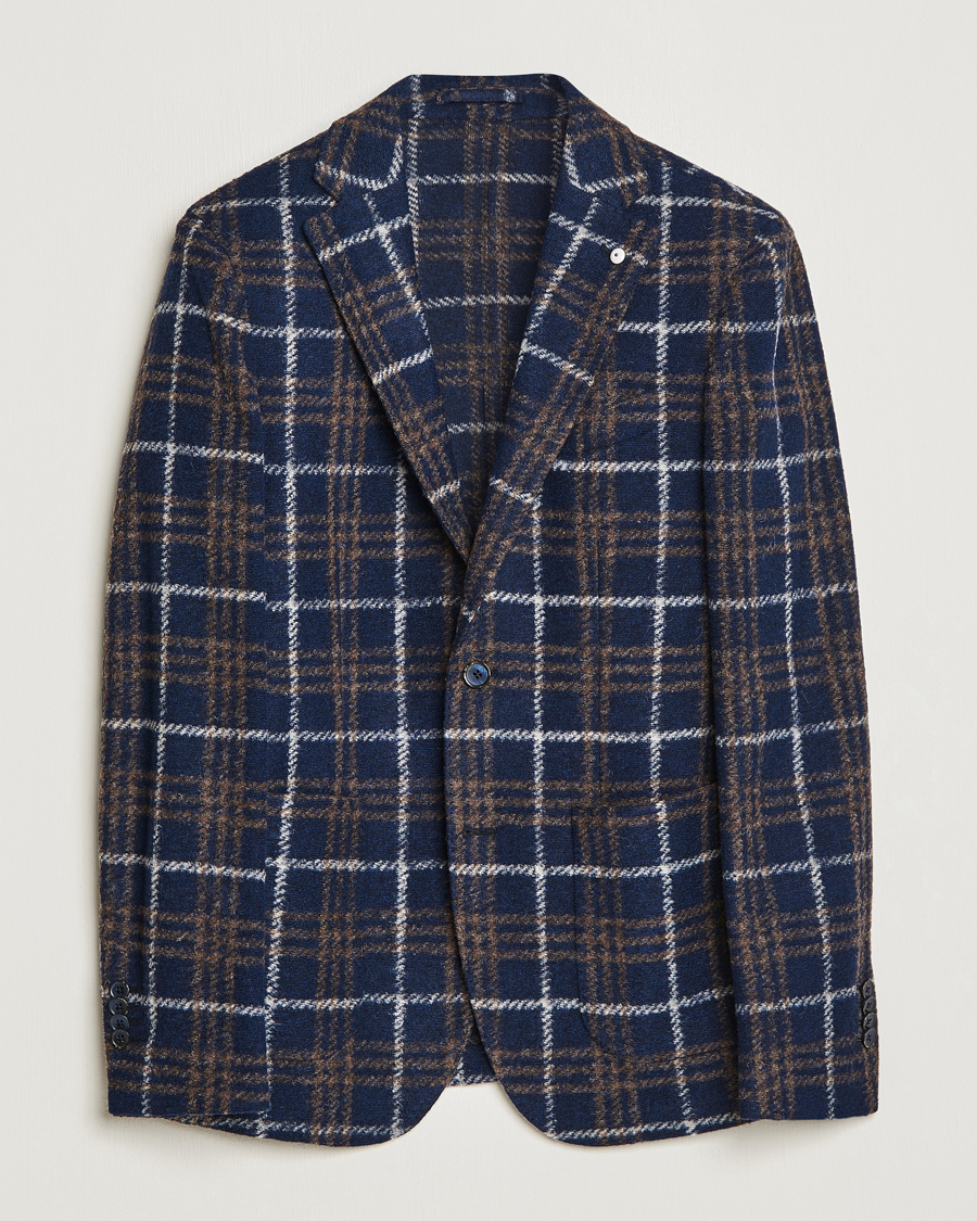 Homme | Blazers | L.B.M. 1911 | Jack Checked Wool Jersey Blazer Navy