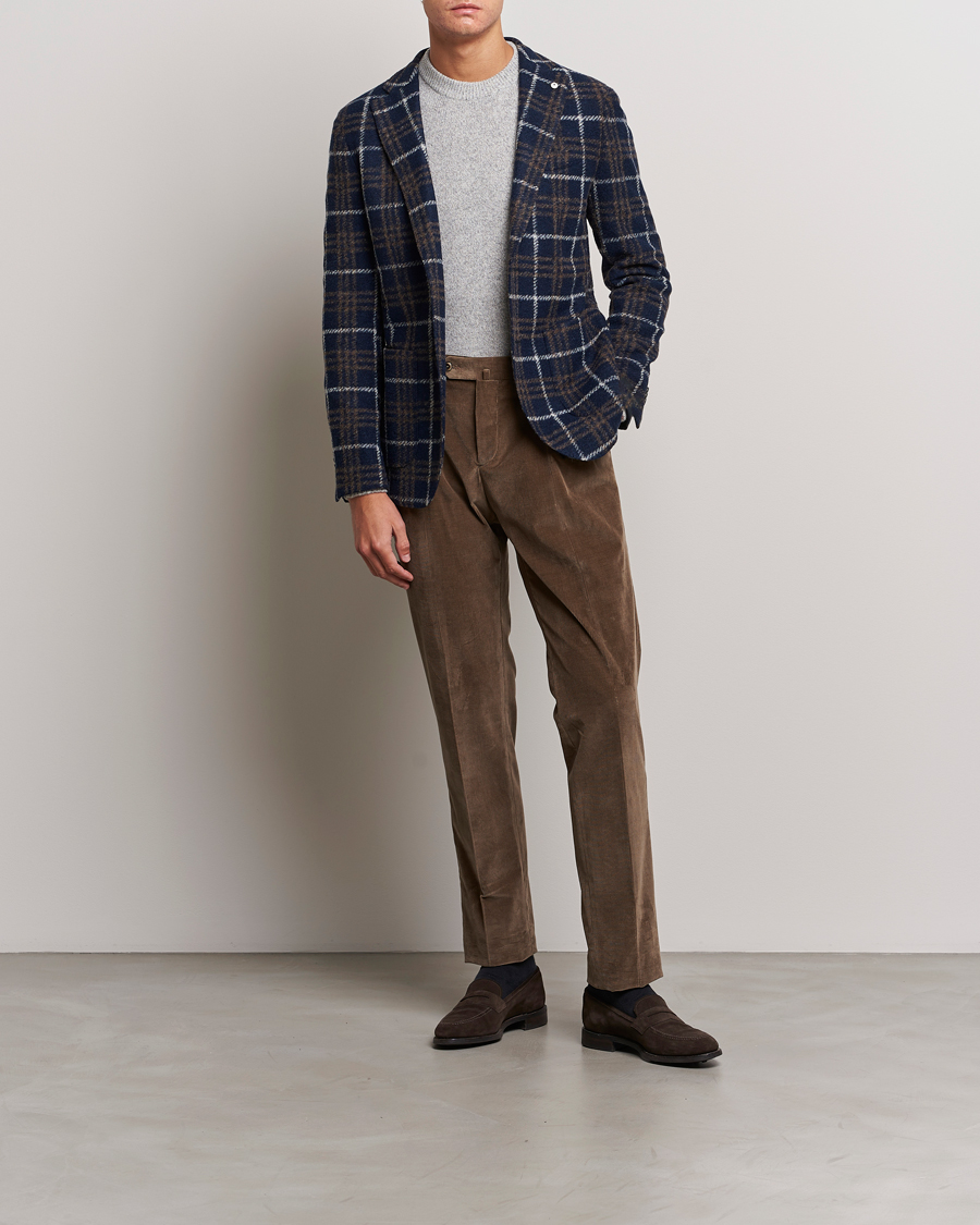 Homme | Blazers | L.B.M. 1911 | Jack Checked Wool Jersey Blazer Navy