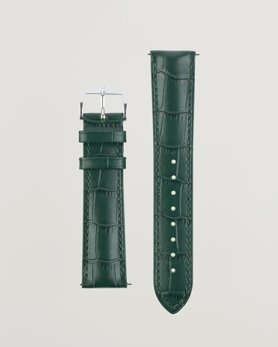 Heren | Horlogebandjes | HIRSCH | Duke Embossed Leather Watch Strap Green