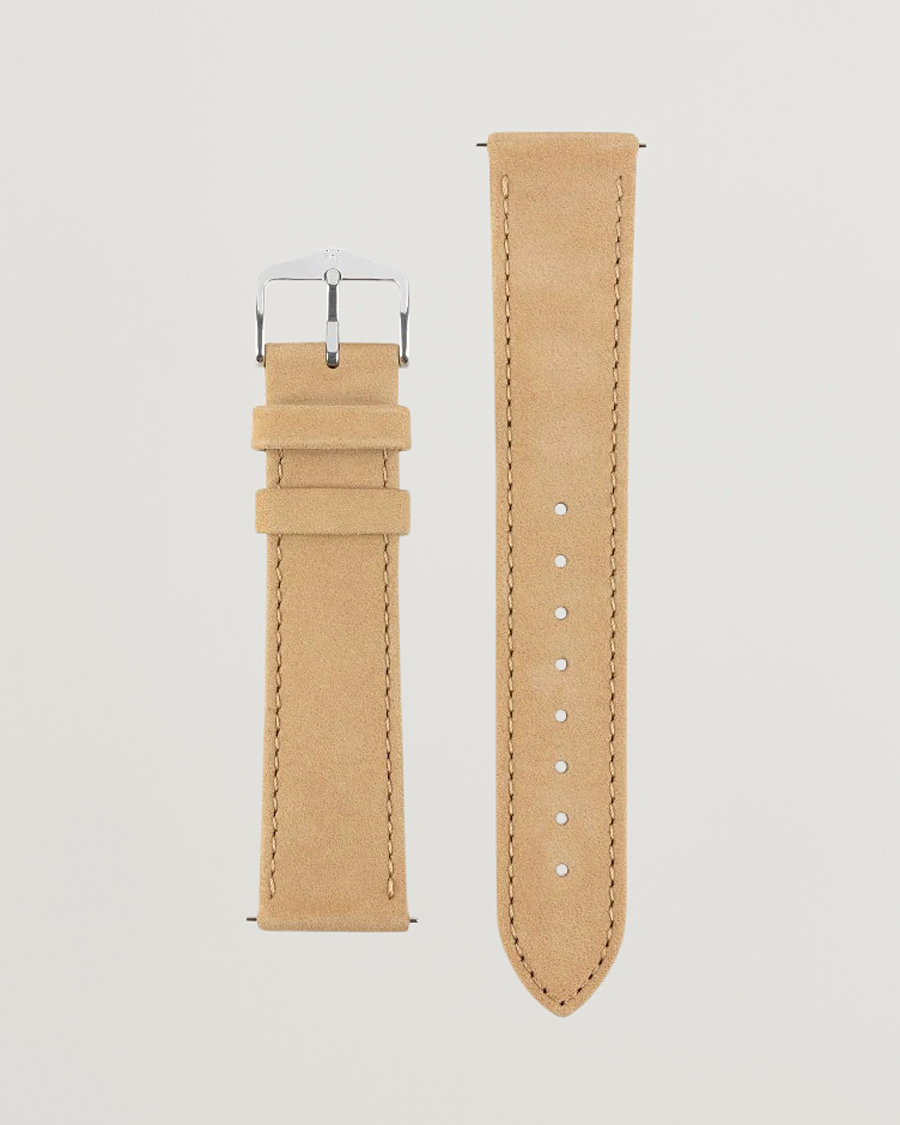 Heren | Horlogebandjes | HIRSCH | Osiris Calf Leather Nubuck Effect Watch Strap Beige