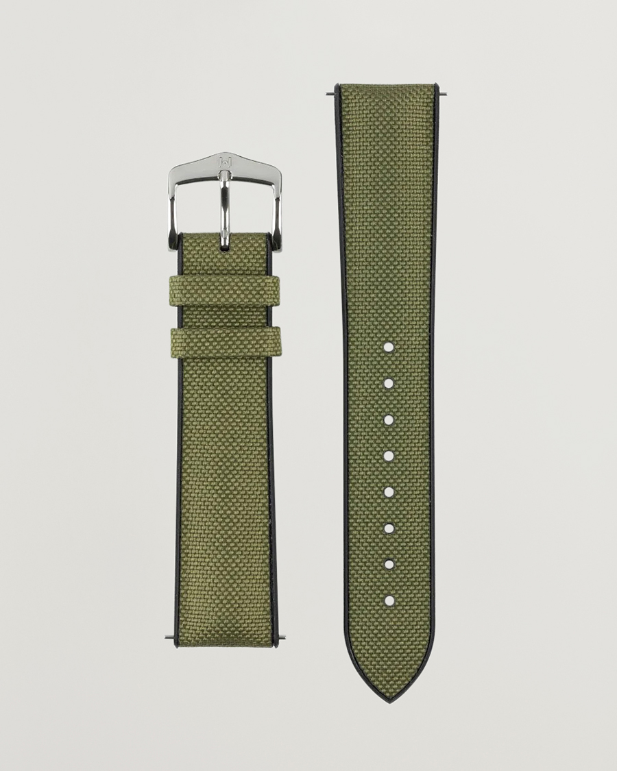Heren | Horlogebandjes | HIRSCH | Arne Sailcloth Effect Performance Watch Strap Olive