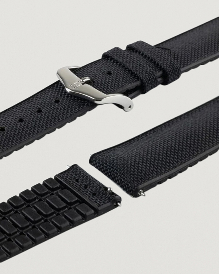 Heren | Horlogebandjes | HIRSCH | Arne Sailcloth Effect Performance Watch Strap Black