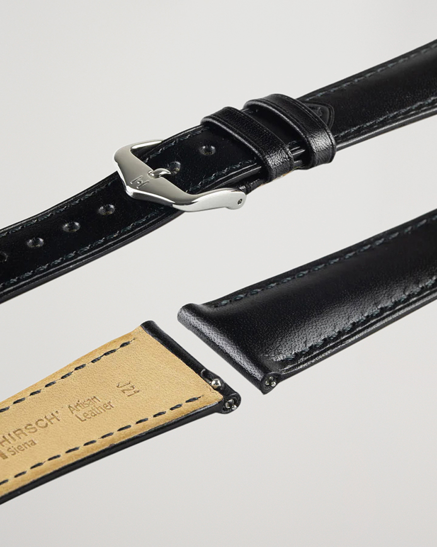 Heren | Horlogebandjes | HIRSCH | Siena Tuscan Leather Watch Strap Black