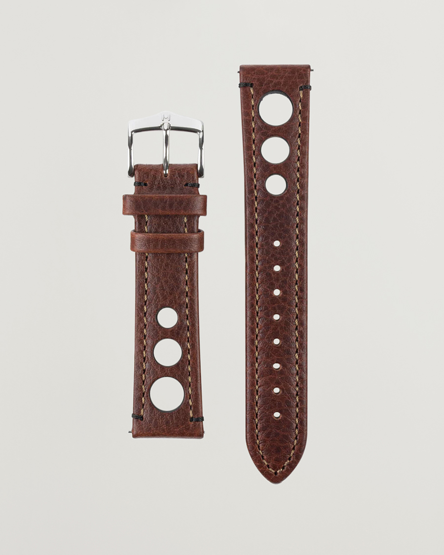 Heren | Horlogebandjes | HIRSCH | Rally Natural Leather Racing Watch Strap Brown