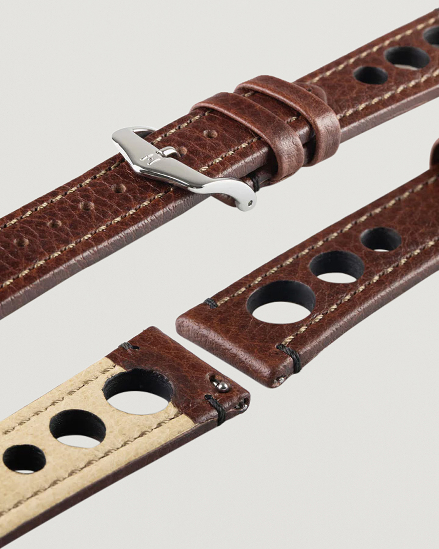 Heren | Horlogebandjes | HIRSCH | Rally Natural Leather Racing Watch Strap Brown