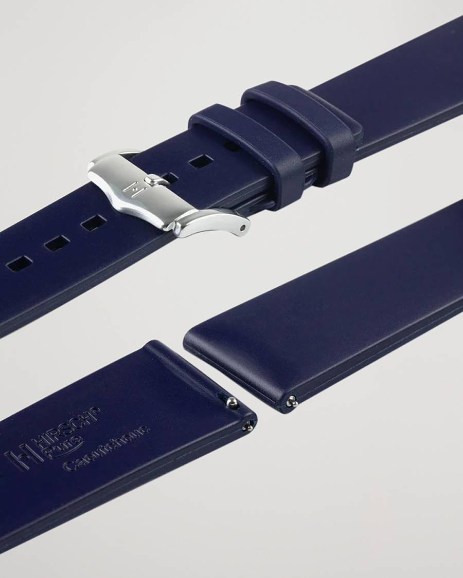 Heren | Horlogebandjes | HIRSCH | Pure Natural Rubber Watch Strap Blue