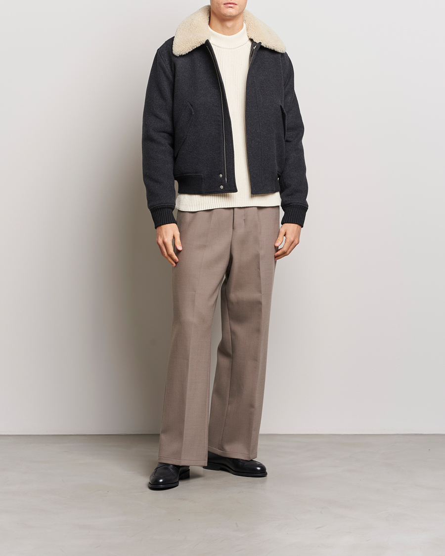 Homme | Manteaux Et Vestes | AMI | Shearling Bomber Jacket Heather Grey