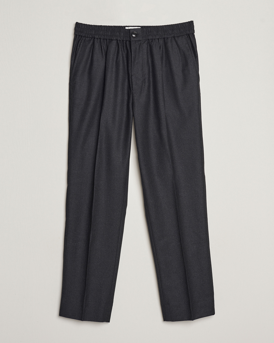 Homme | Pantalons | AMI | Flannel Drawstring Trousers Heather Grey